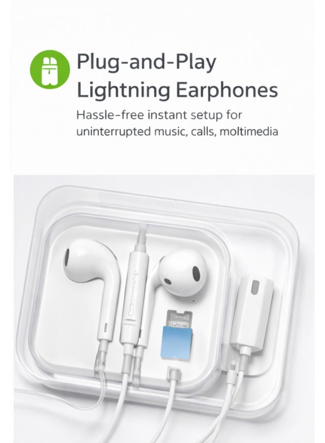 CLEF Wired Lightning Earphones with Built-in Microphone, High Fidelity Stereo Sound, Plug & Play Hands-Free Headset for iPhone & iOS Devices - Image 3